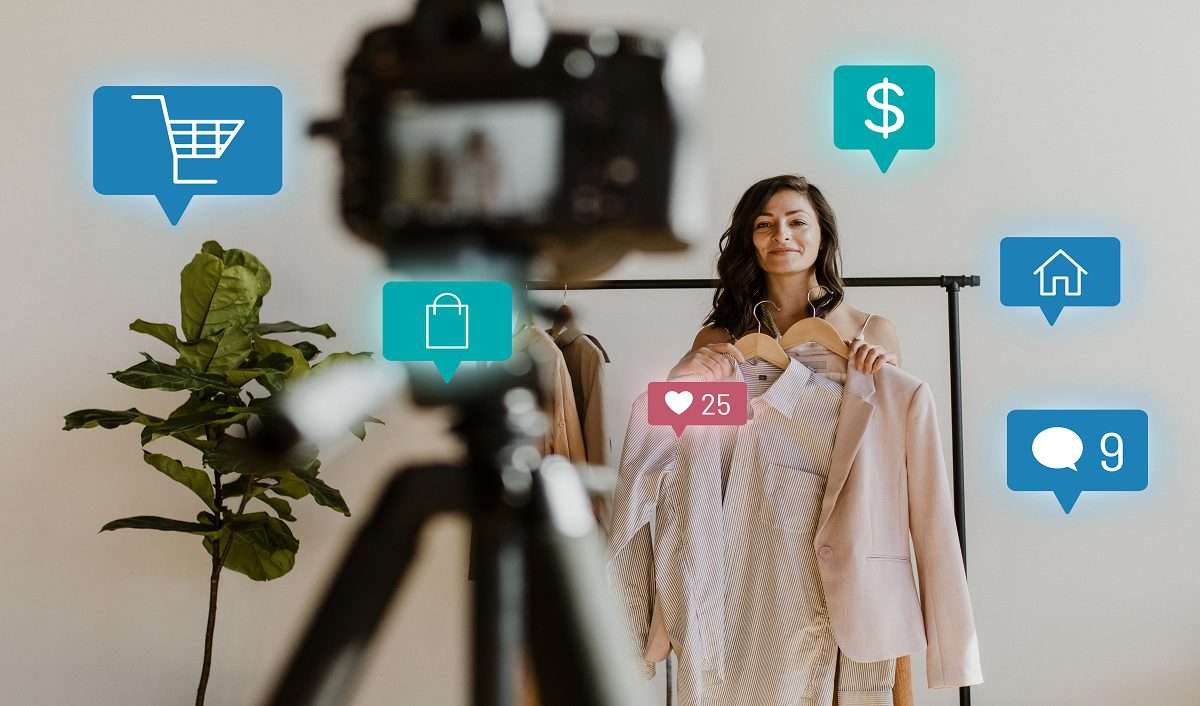 A girl showcasing her products on the camera