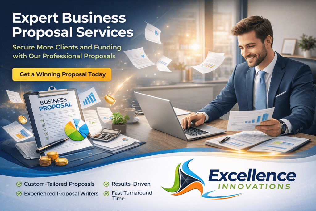 alt="Expert business proposal services by Excellence Innovations helping businesses secure clients and funding"