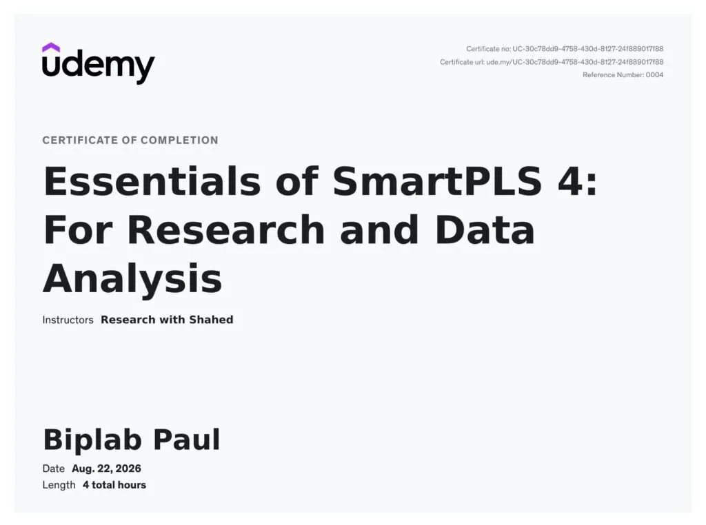 SMARTPLS certificate
