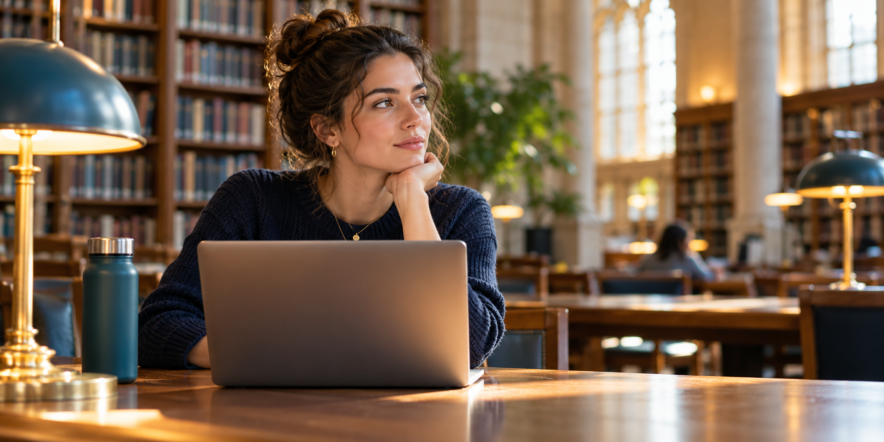 Dissertation researcher working in a university library