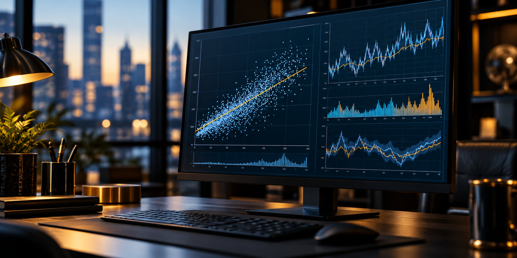 STATA data analysis workspace with statistical charts
